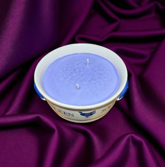 Amethyst Twilight Candle 12fl oz RepurposedVintage Chicken Soup Bowl