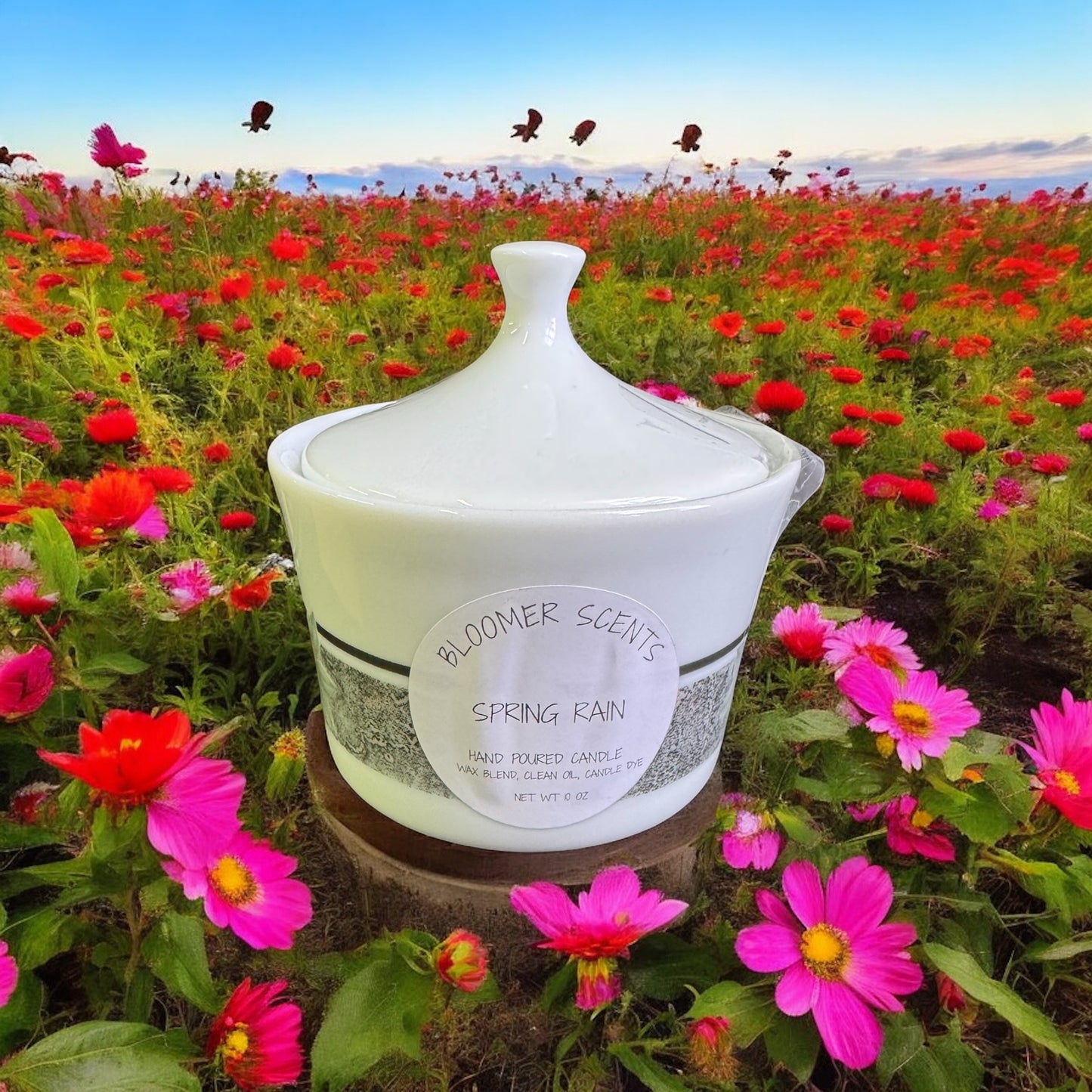 Spring Rain Repurposed Vintage Jar Candle 10fl oz