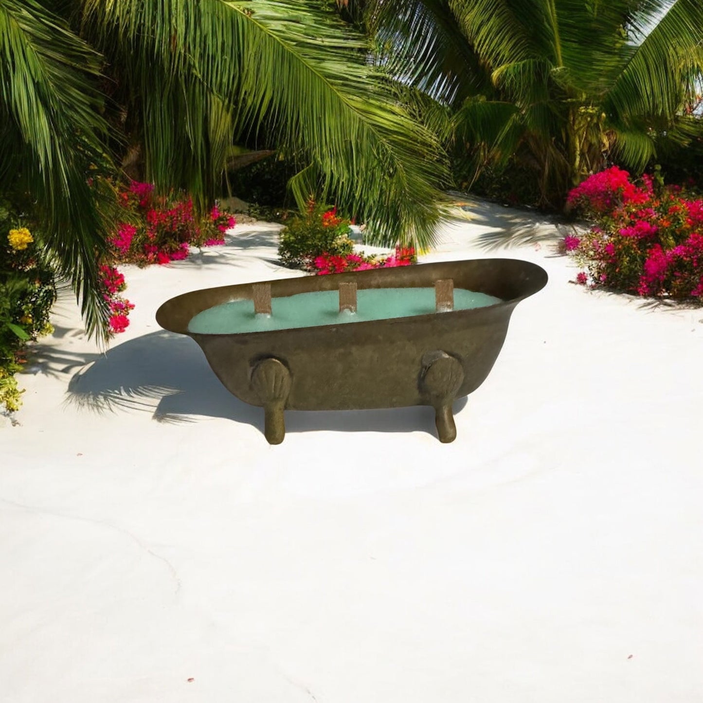 Seaside Serenity Repurposed Rare Brass Mini Bathtub Candle 6fl oz