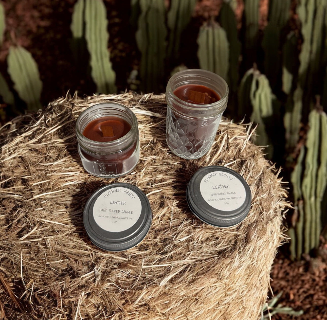 Leather Mason Repurposed Jar Candles 4fl oz & 8fl oz