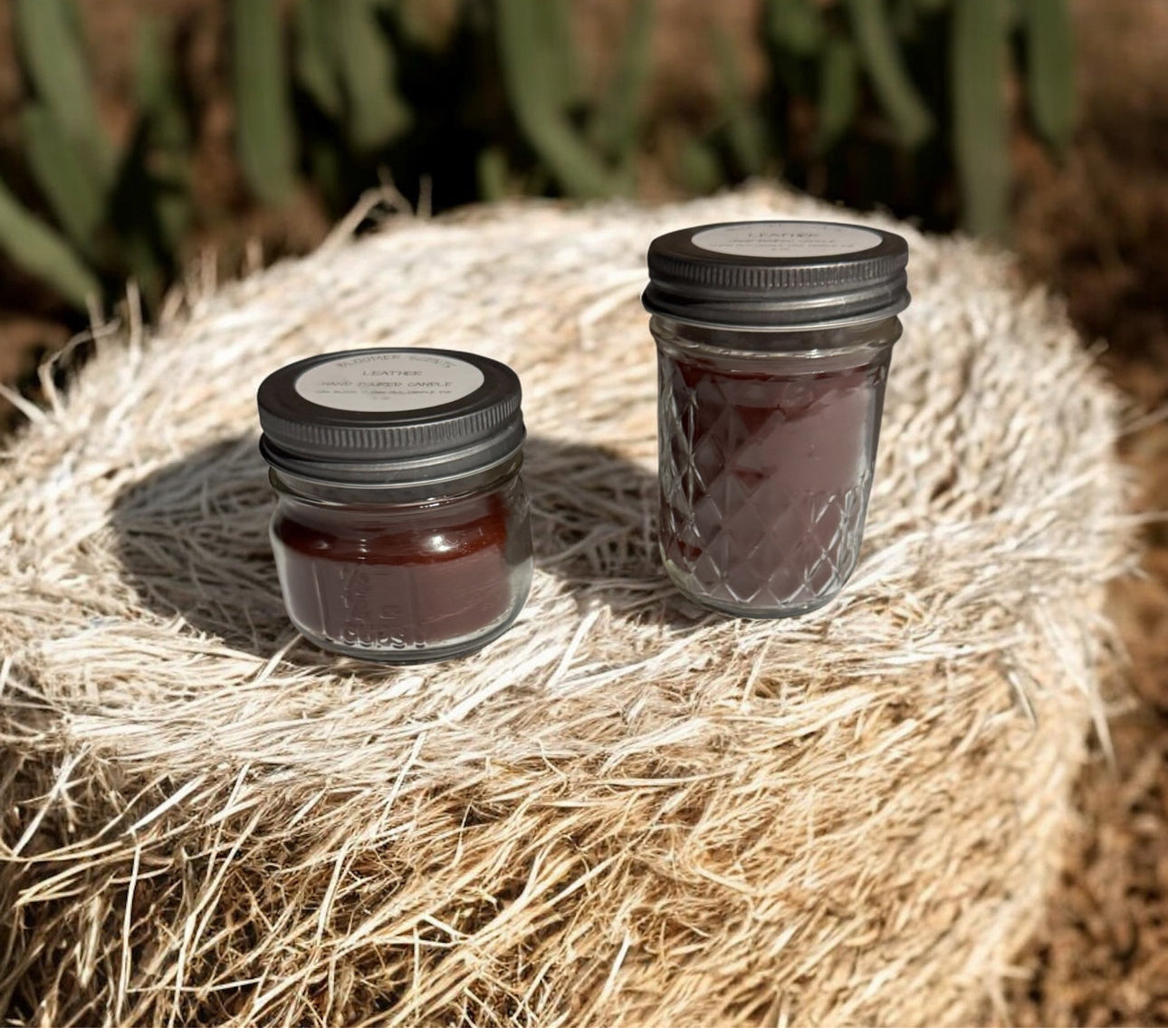 Leather Mason Repurposed Jar Candles 4fl oz & 8fl oz