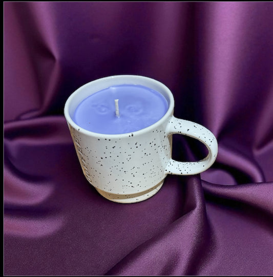 Amethyst Twilight Candle 6fl oz Repurposed Speckled Coffee Cup