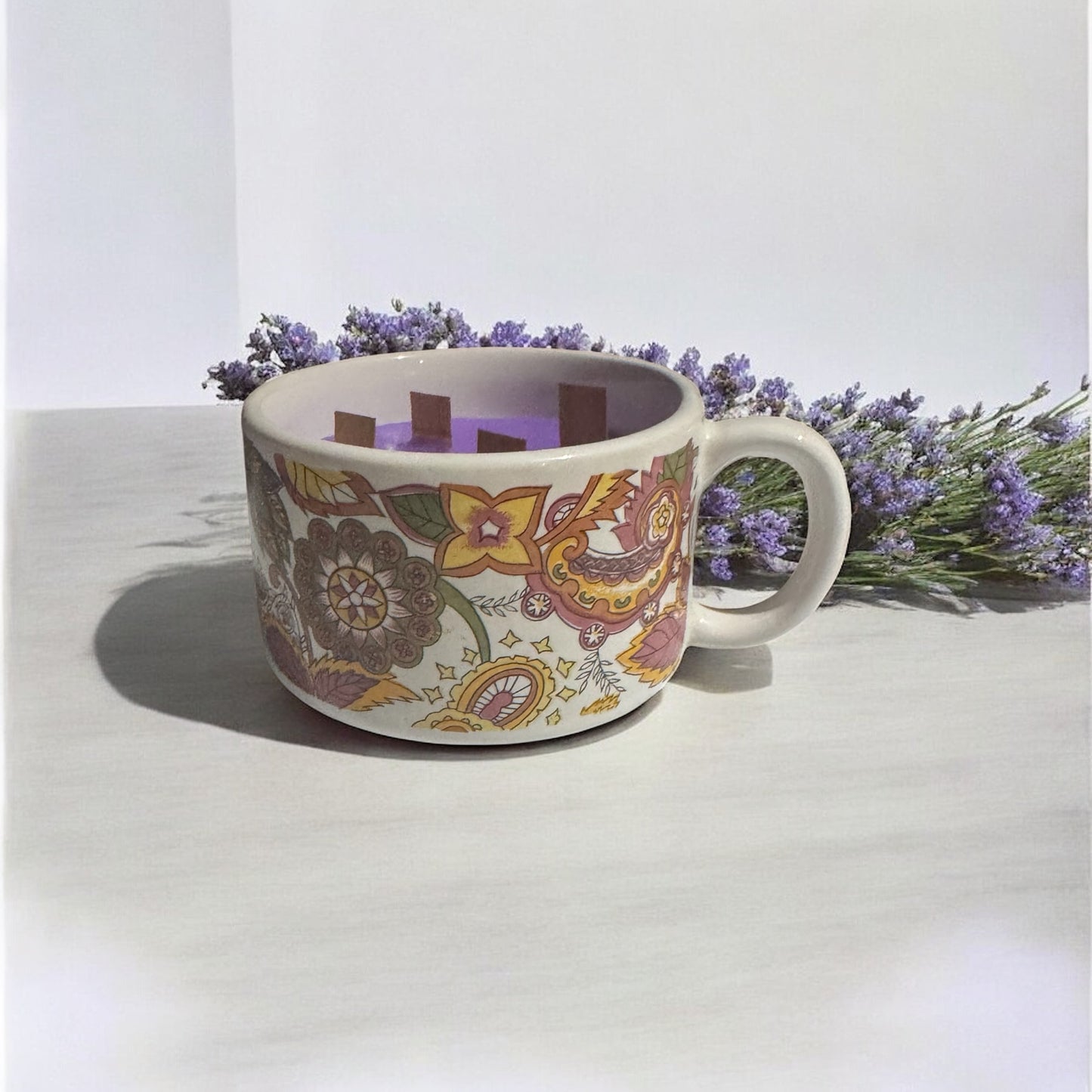 Lavender Oasis Repurposed Retro Vintage Soup Bowl Cup Candle 10fl oz