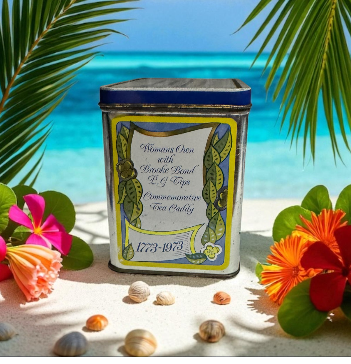 Caribbean Teakwood Repurposed Vintage Tea Caddy Tin Candle 24fl oz