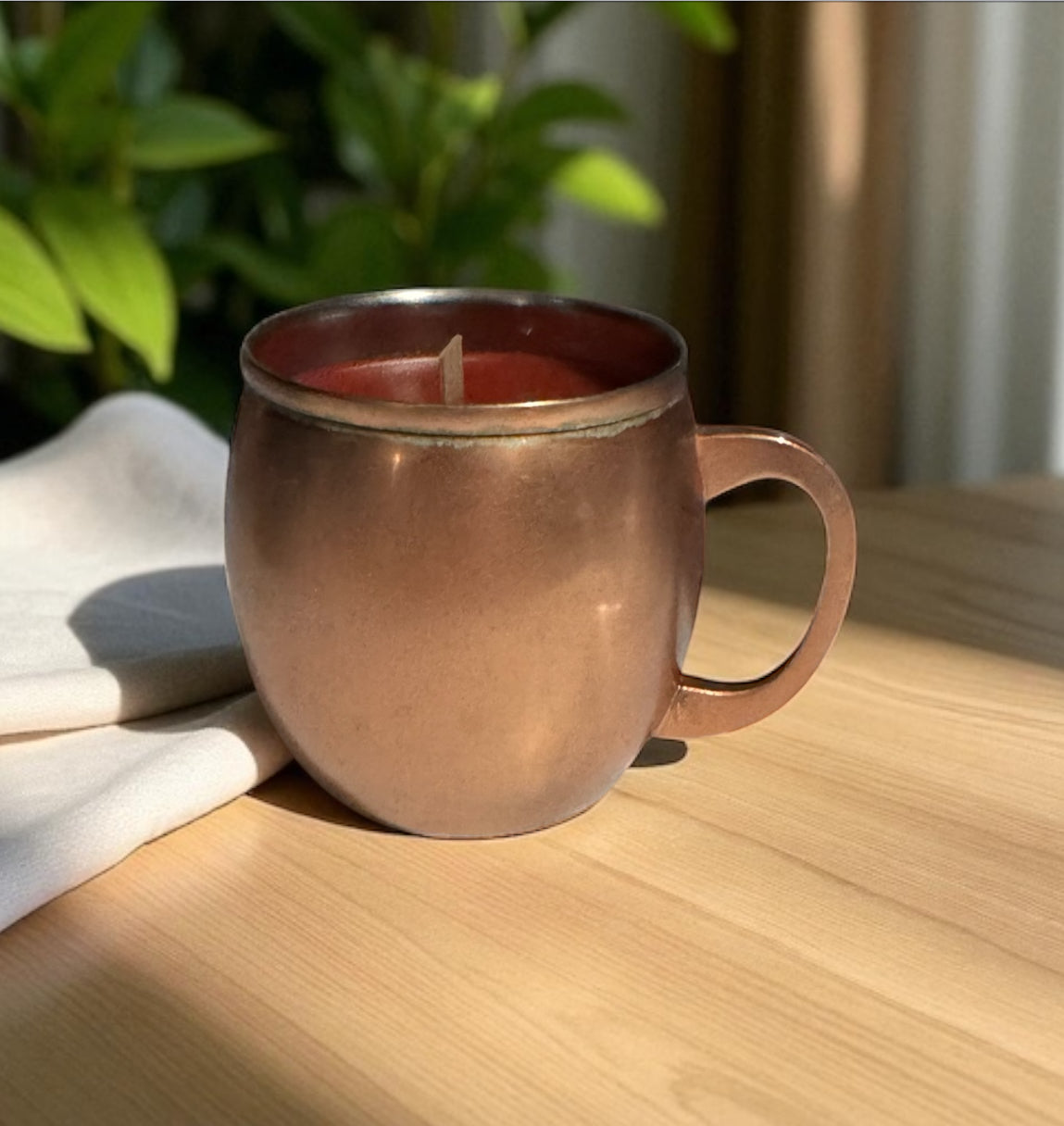 Cedar Leather 14fl oz Repurposed Copper Cup