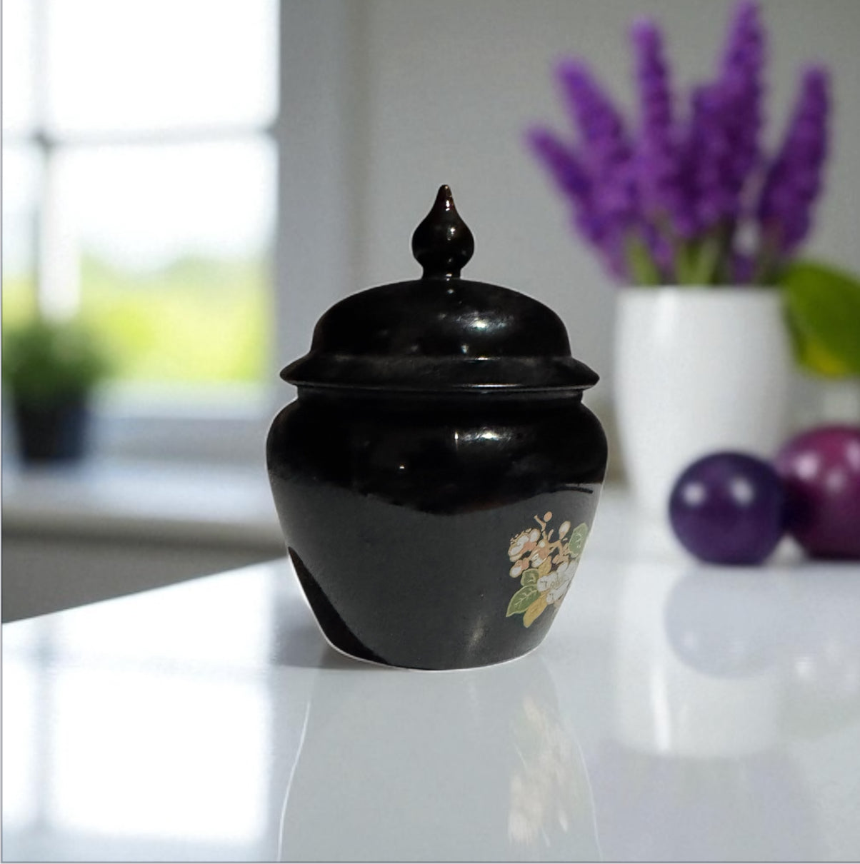 Violet Eclipse Candle 16fl oz Repurposed Vintage Black Amethyst Glass Ginger Jar