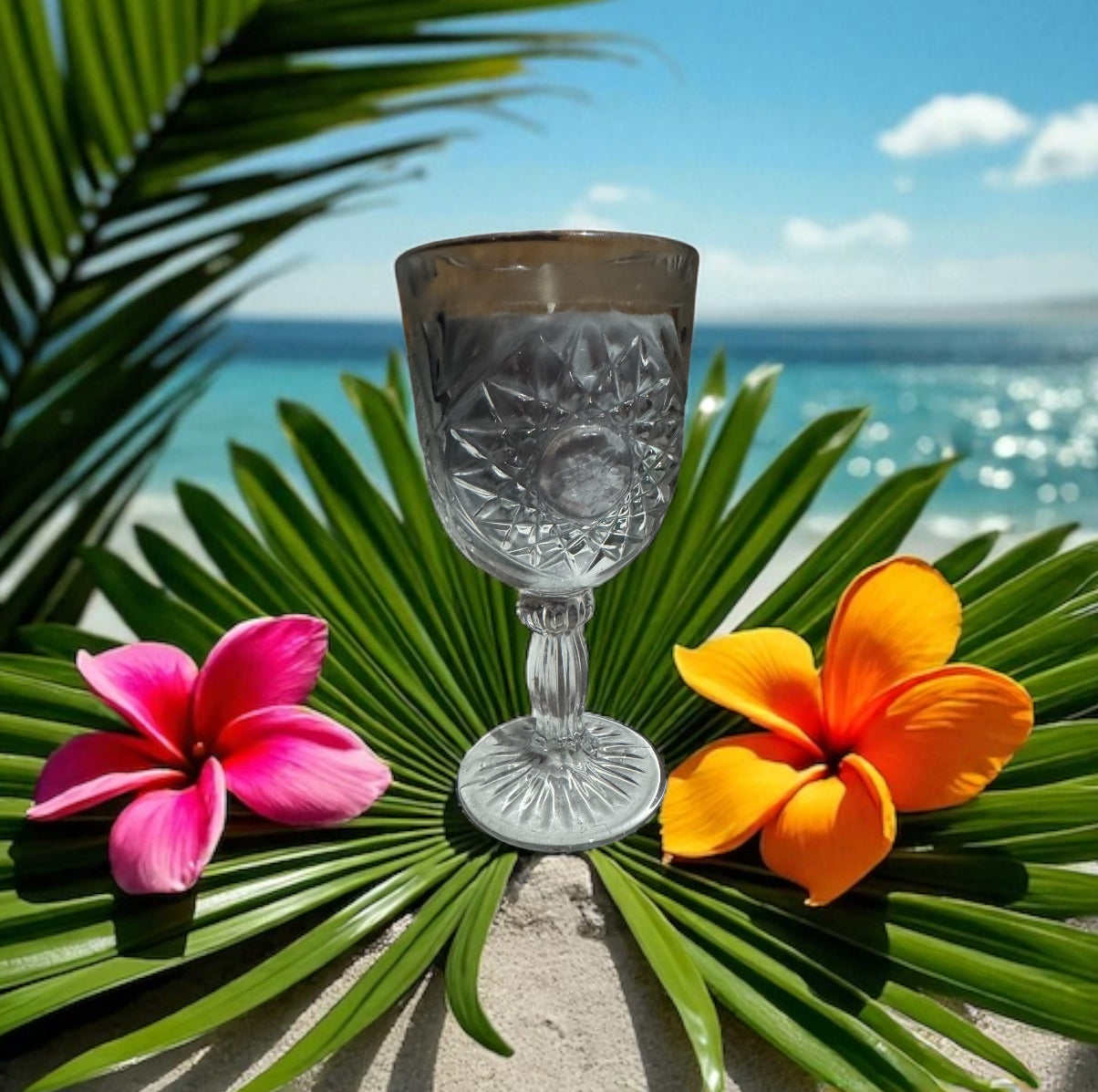 Atlantis 12fl oz Repurposed Vintage Libbey Star Burst Ribbed Goblet Candle