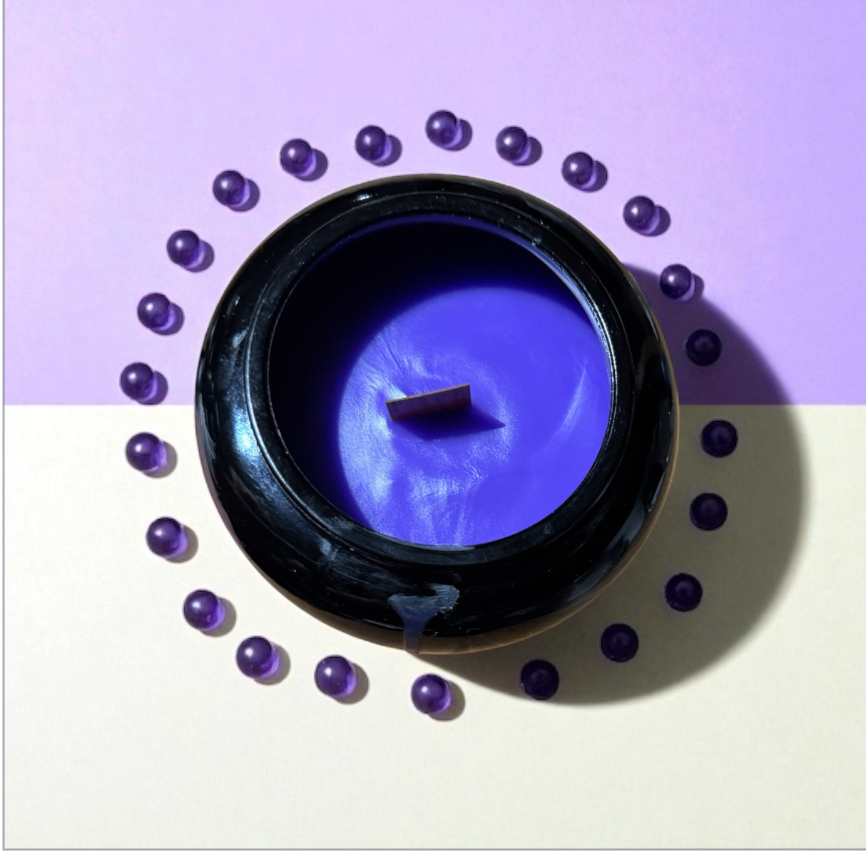 Violet Eclipse Candle 16fl oz Repurposed Vintage Black Amethyst Glass Ginger Jar