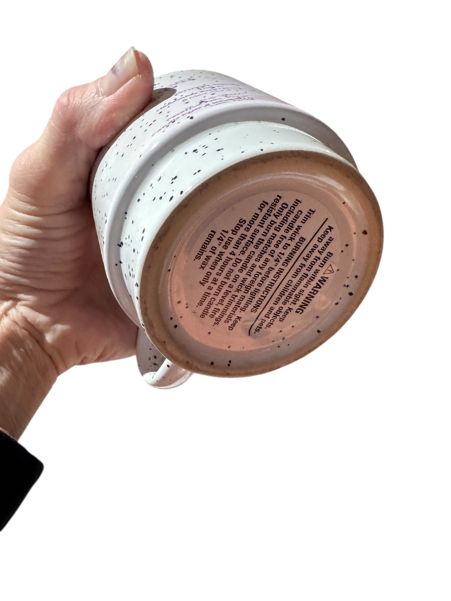 Bloomer Scents Handcrafted Amethyst Twilight Candle, Repurposed Vintage Speckled Coffee Mug, 10 fl oz