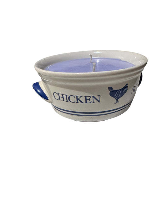 Bloomer Scents Handmade Amethyst Twilight Candle, 16 fl oz, Repurposed Vintage Chicken Soup Ceramic Bowl