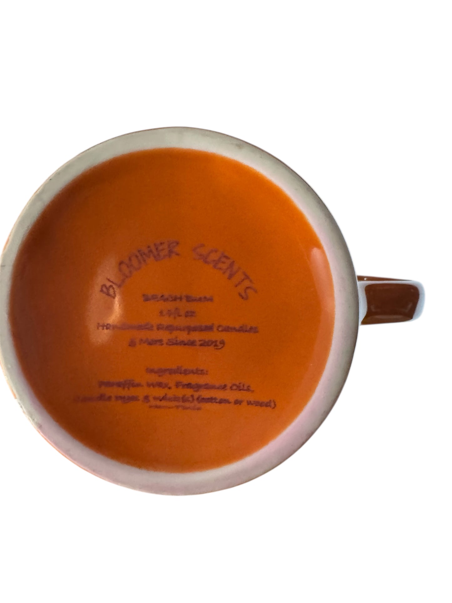 Handmade Beach Bum Scented Candle in Repurposed Be Fierce Orange Mug with Leopard Design, 12 fl oz