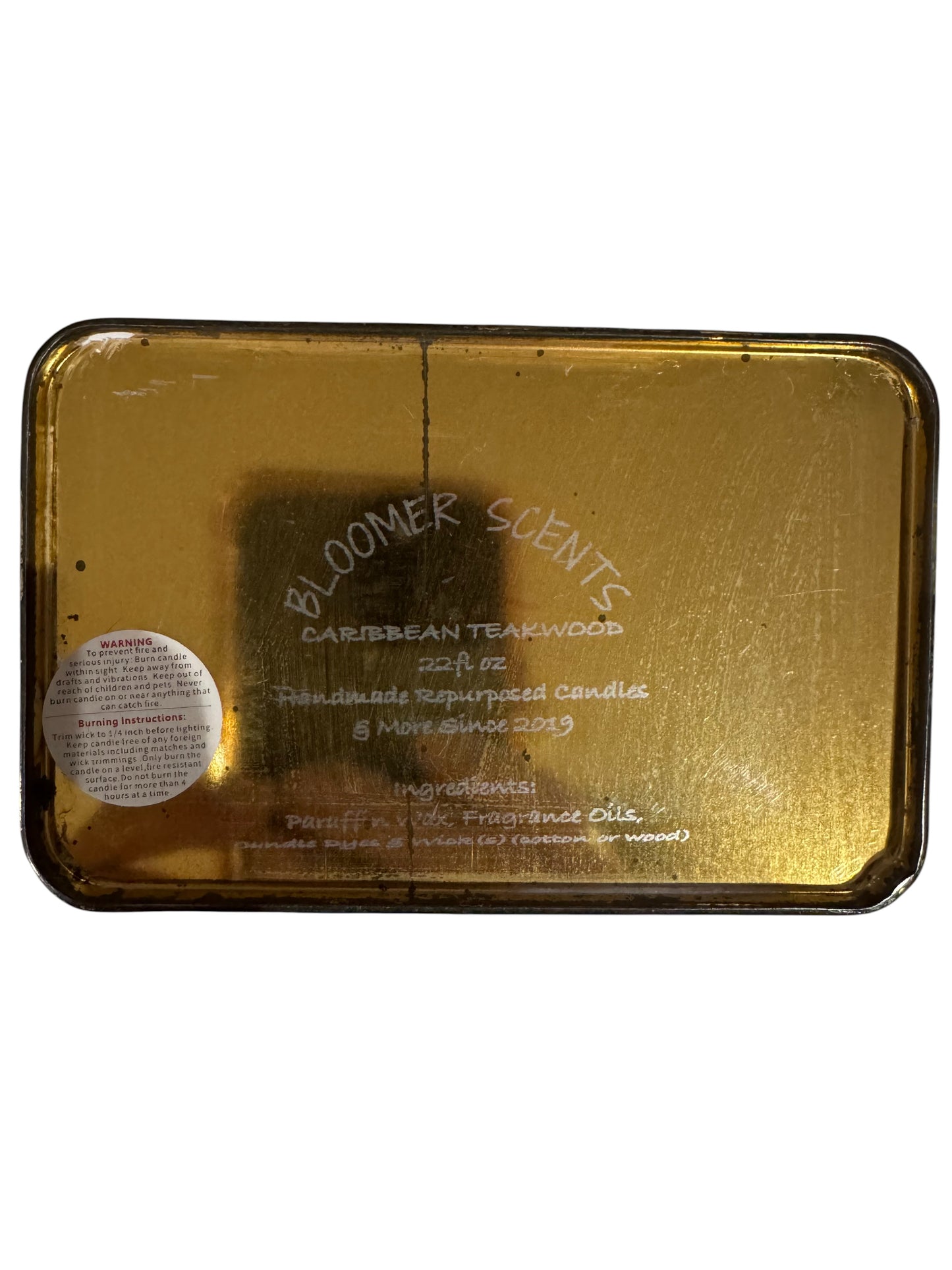 Caribbean Teakwood Repurposed Vintage Tea Caddy Tin Candle 22fl oz