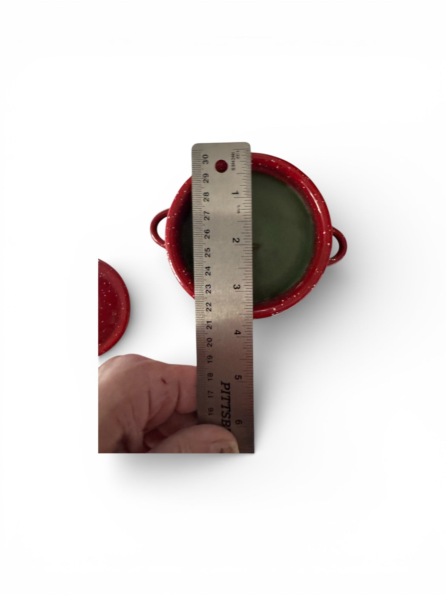 Bloomer Scents Handmade I Lava You Candle, Repurposed Vintage Red & White Speckled Metal Jar with Lid, 16 fl oz