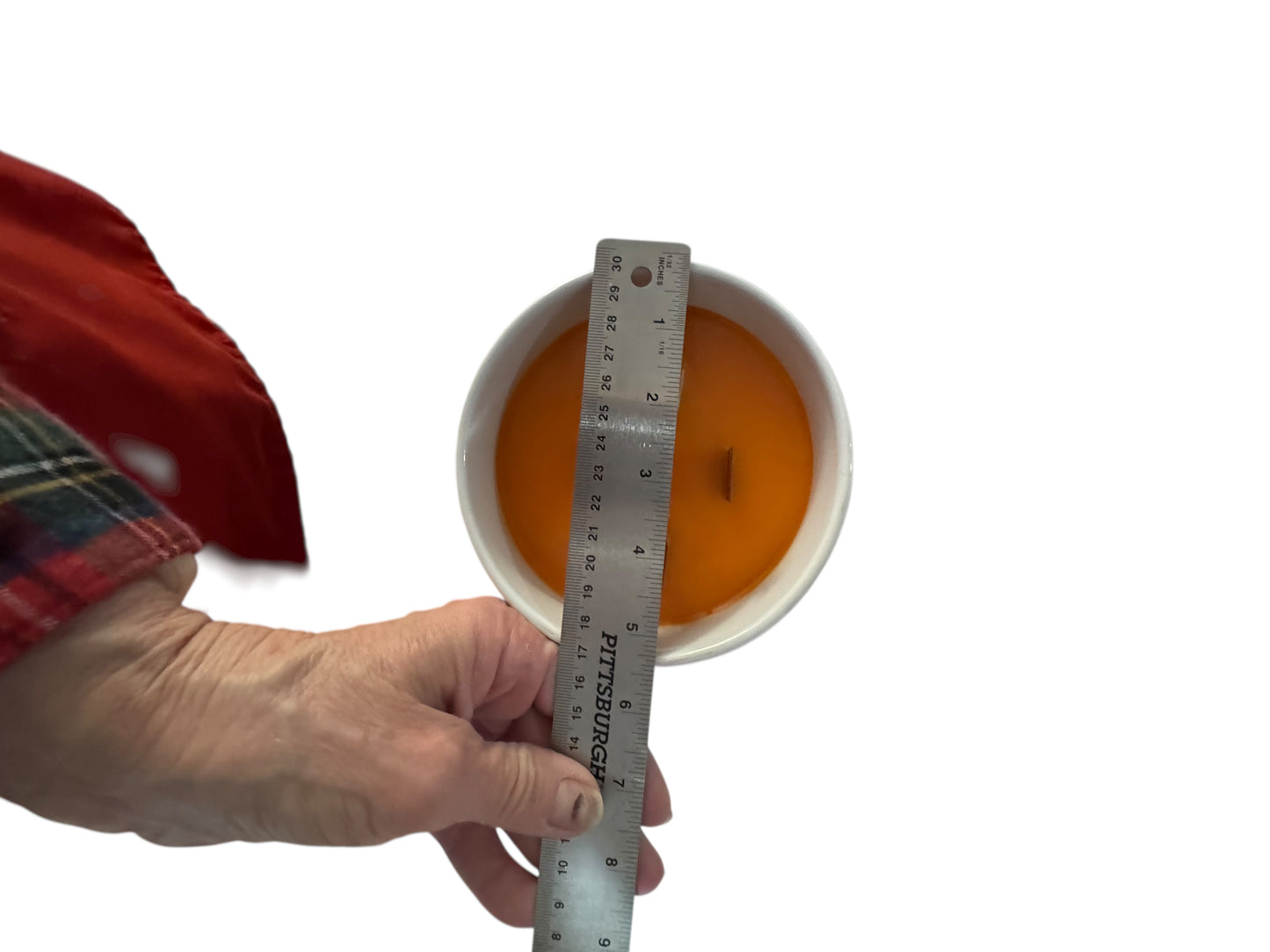 Handmade Orange Blossom Candle, Repurposed Ceramic Bowl, Colorful Leaf Pattern, 24 fl oz, 4 Wicks