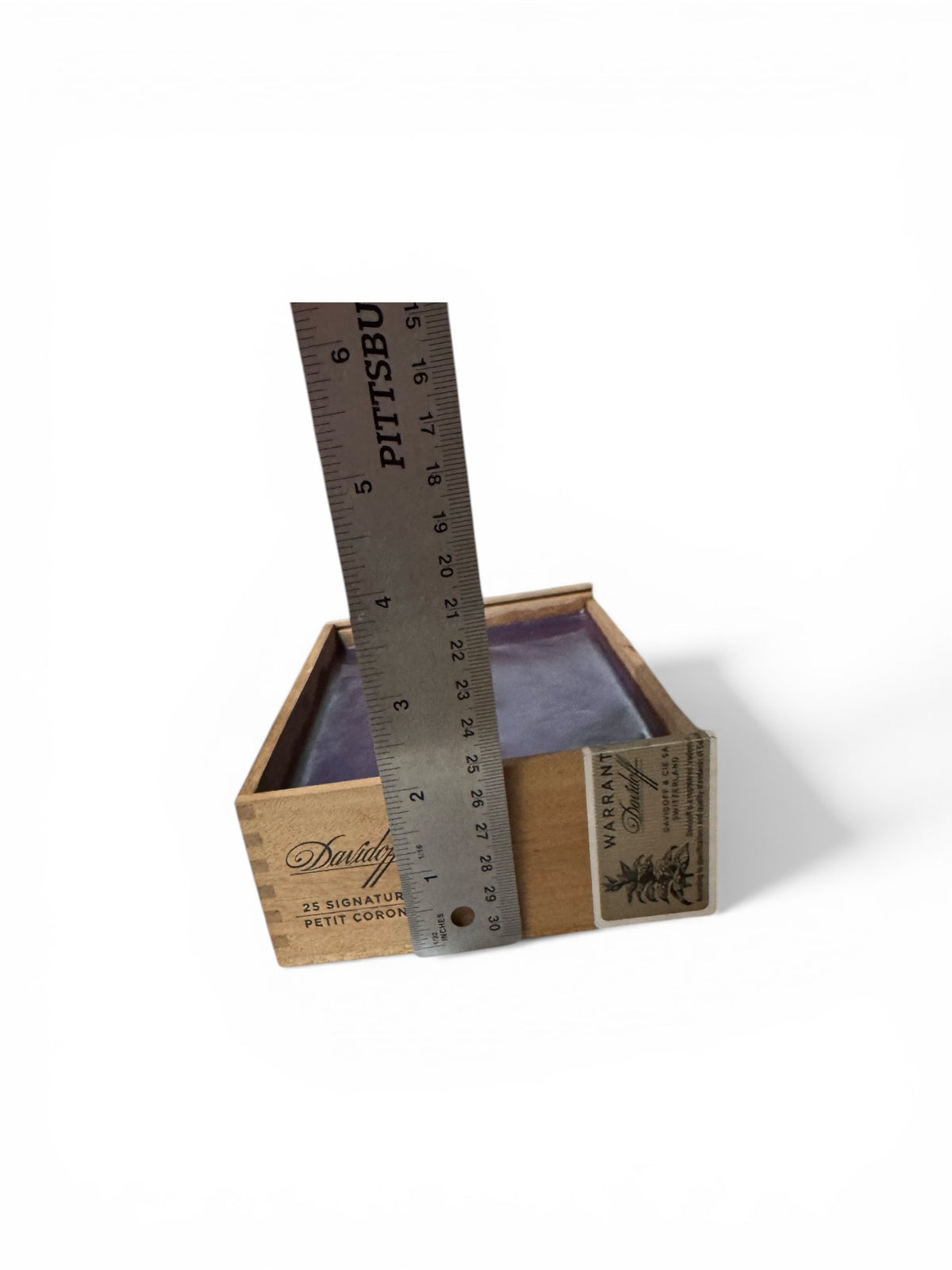 Sierra Rosette Handmade Candle in Repurposed Wooden Cigar Box, Purple, 3-Wick, 24 fl oz