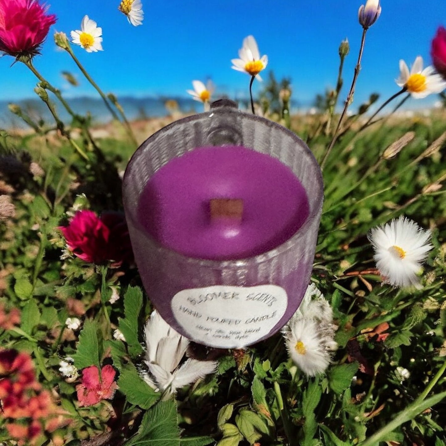 Midnight Moonflowers Repurposed Glass Cup Candle 6fl oz