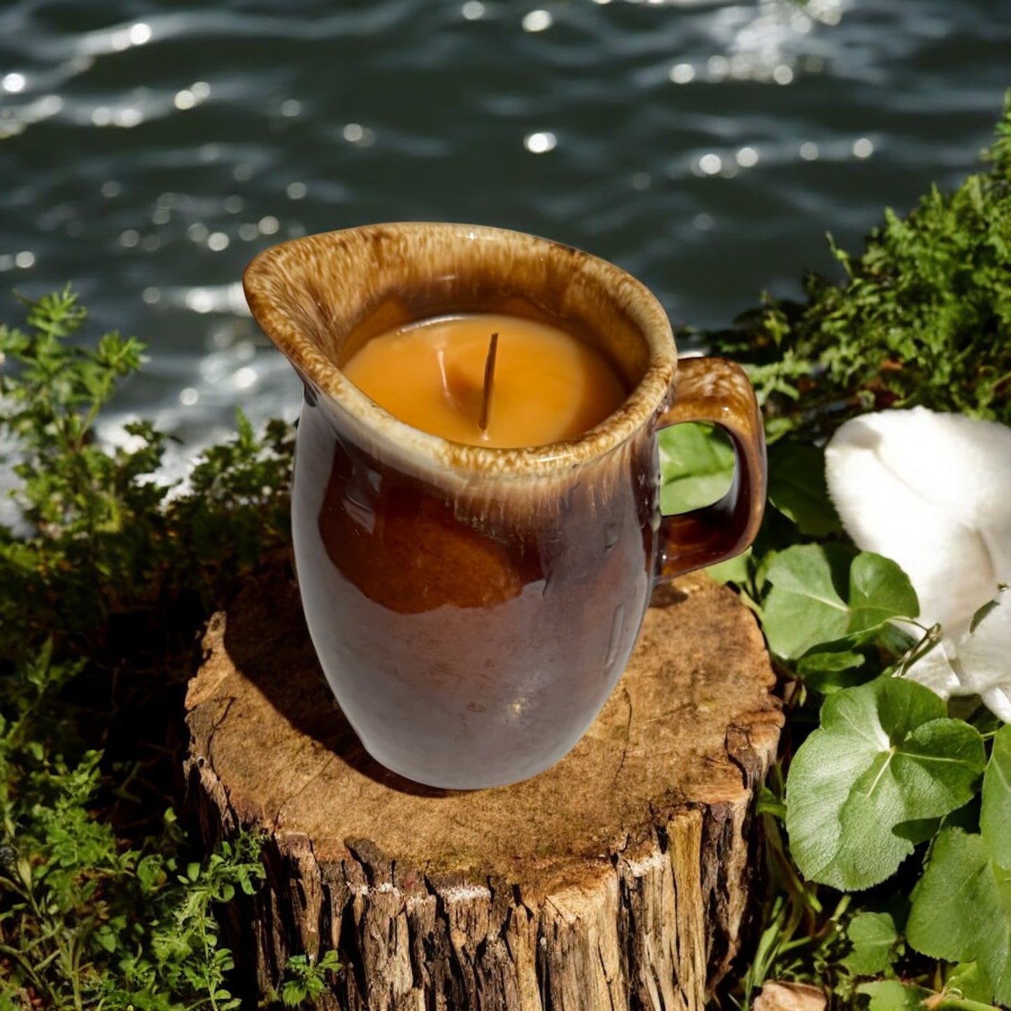 Orange Blossom Repurposed Mini Pitcher Crock 6fl oz