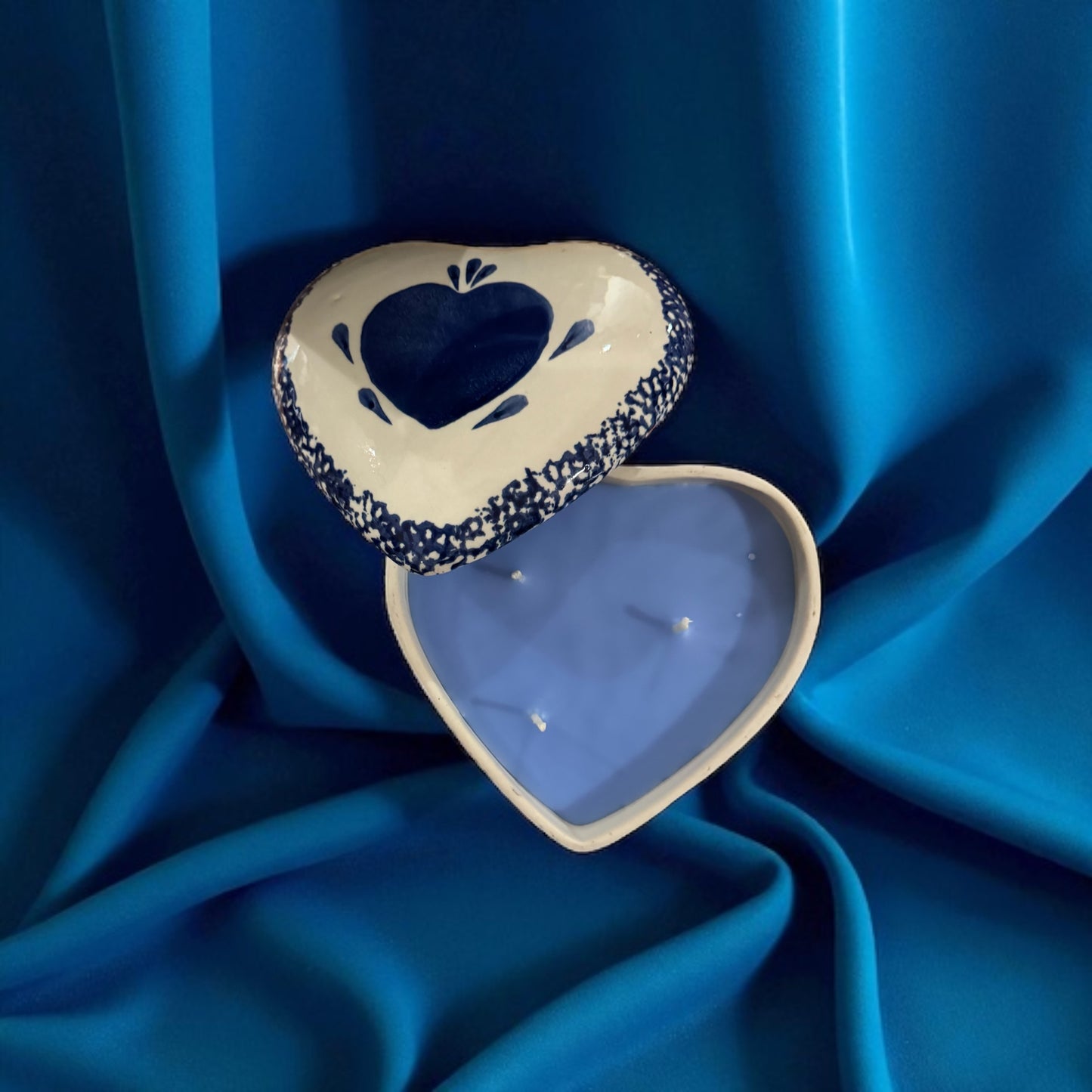 Nights on the Nile Candle Repurposed Vintage Rare Heart Shaped Pottery 22fl oz