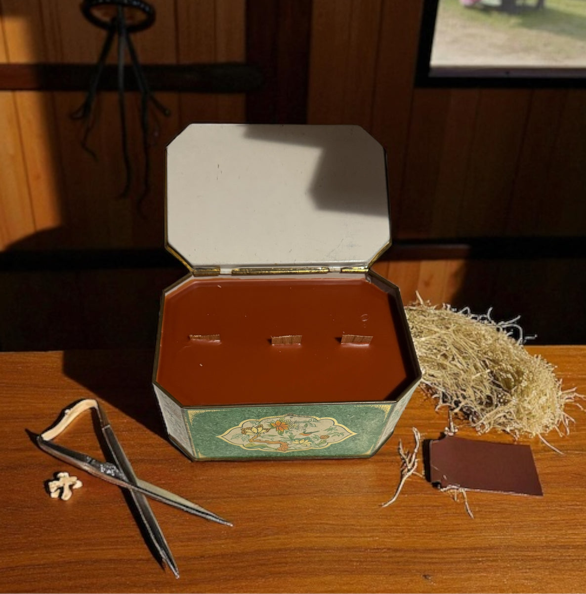 Leather Candle 33fl oz Repurposed Rare Vintage Tin