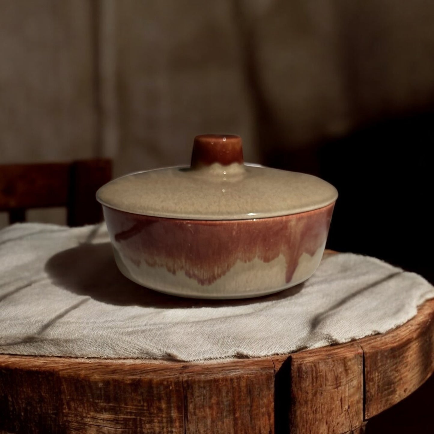 Parker Peach 24fl oz Repurposed Vintage Crock Bean Pot Candle