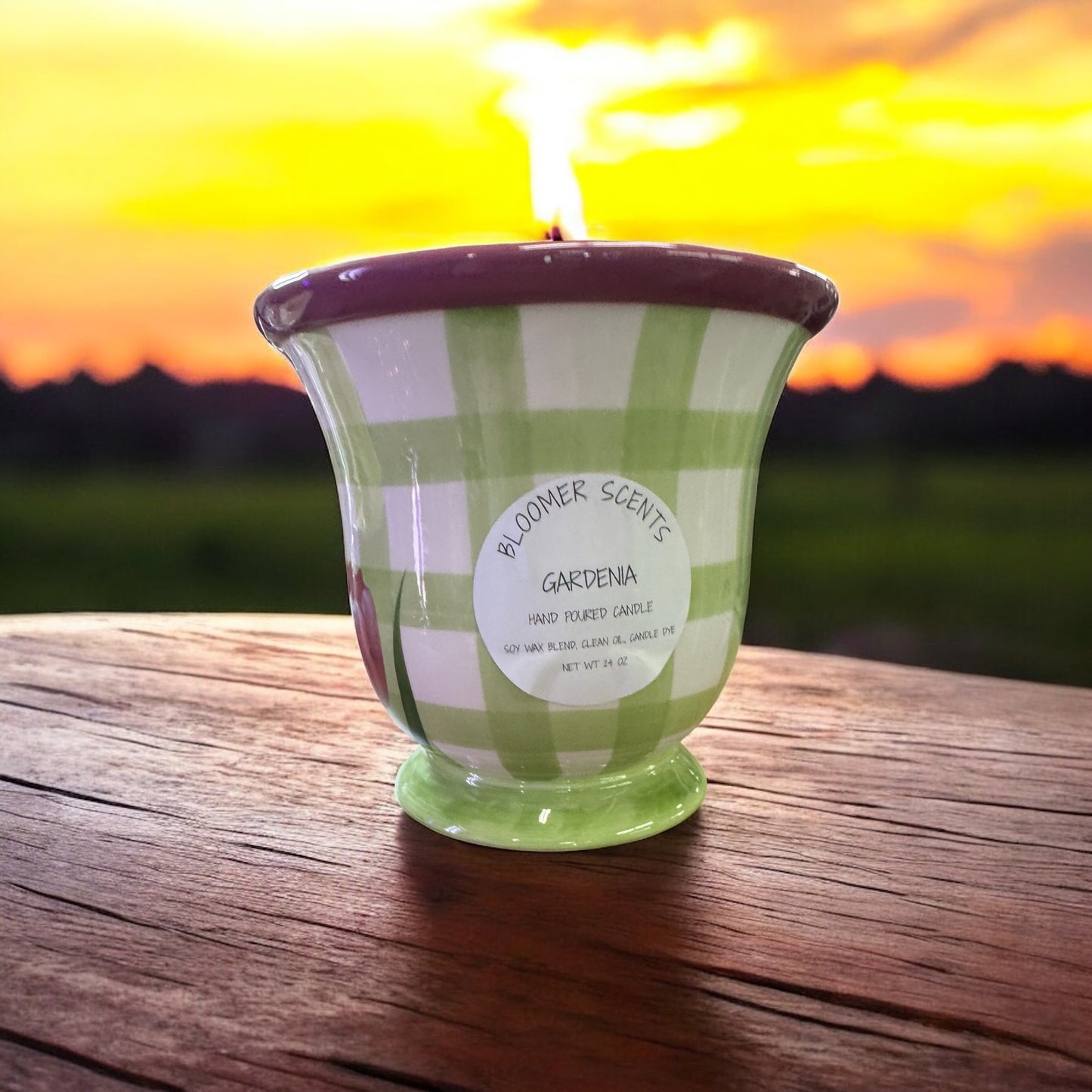 Gardenia Candle Repurposed Rare Floral Vase 24fl oz