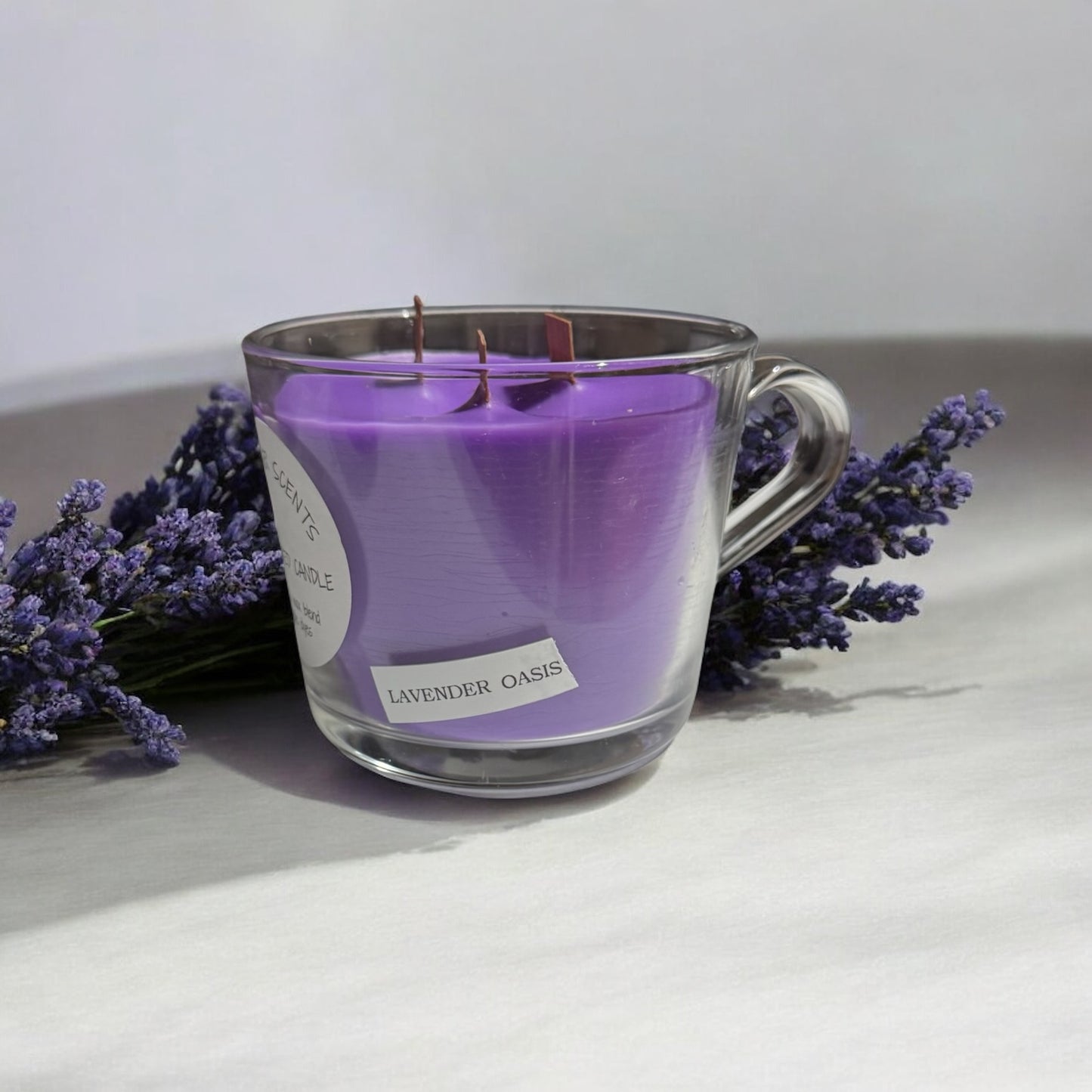 Lavender Oasis Candle 10fl oz Repurposed Glass Cup