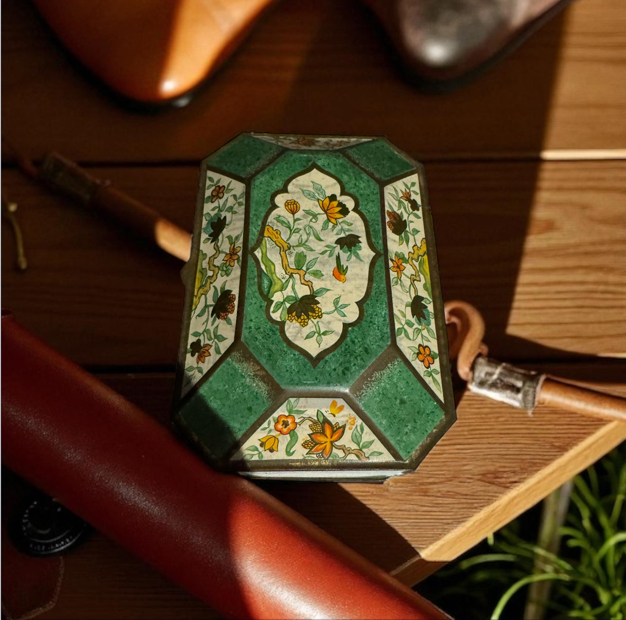 Leather Candle 33fl oz Repurposed Rare Vintage Tin