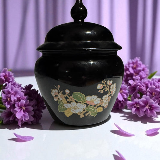 Violet Eclipse Candle 16fl oz Repurposed Vintage Black Amethyst Glass Ginger Jar