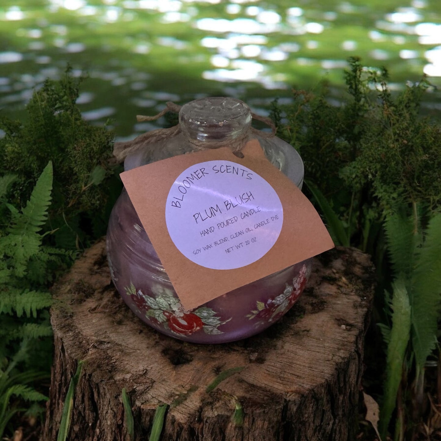 Plum Blush Repurposed Vintage Floral Jar Candle 20fl oz