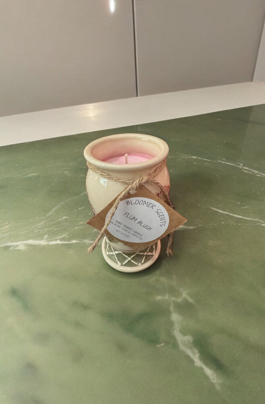 Plum Blush Repurposed Vintage Floral Vase Candle 8fl oz