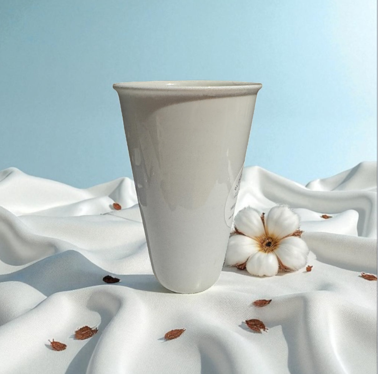 Clean Cotton Candle 12fl oz Repurposed Tall Ceramic Floral Mug
