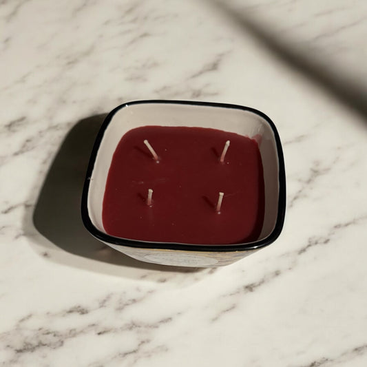 Black Cherry Merlot Handmade Candle, 12 fl oz, Repurposed Vintage French Style Bowl