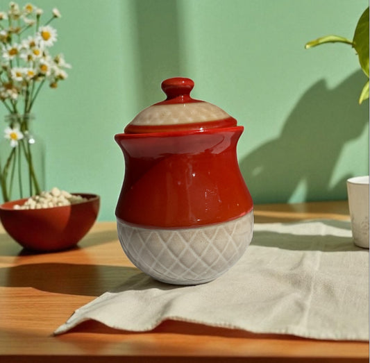Cactus Flower & Jade Candle 24fl oz Repurposed Vintage Ceramic Red Tan Basket Jar