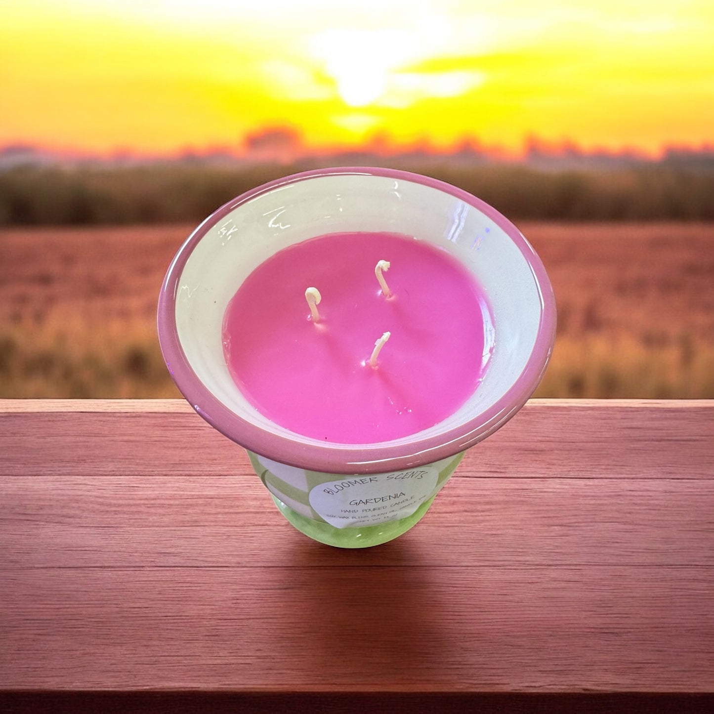 Gardenia Candle Repurposed Rare Floral Vase 24fl oz