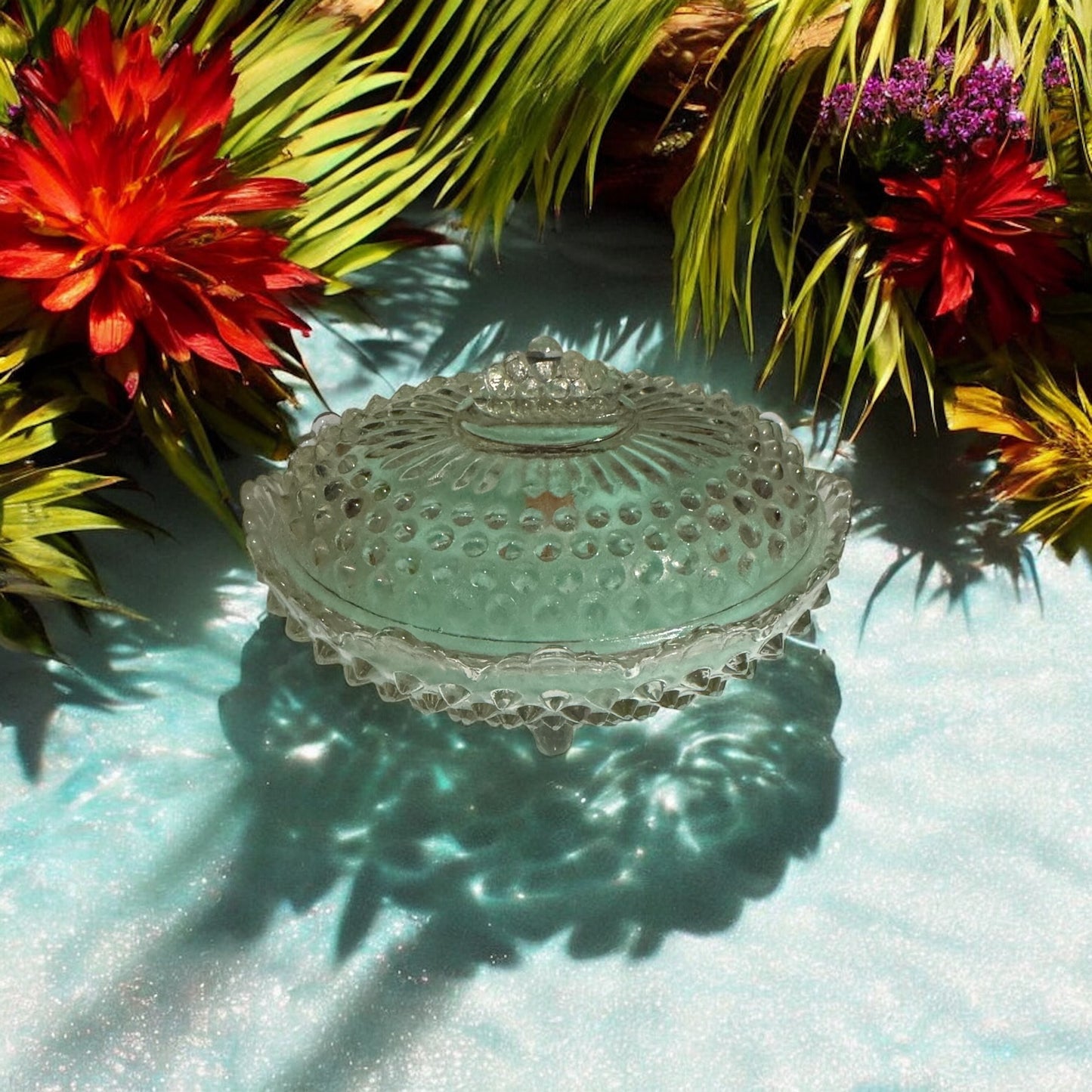 Seaside Serenity Candle Repurposed Rare Fenton Glass Dish w/Lid 16fl oz