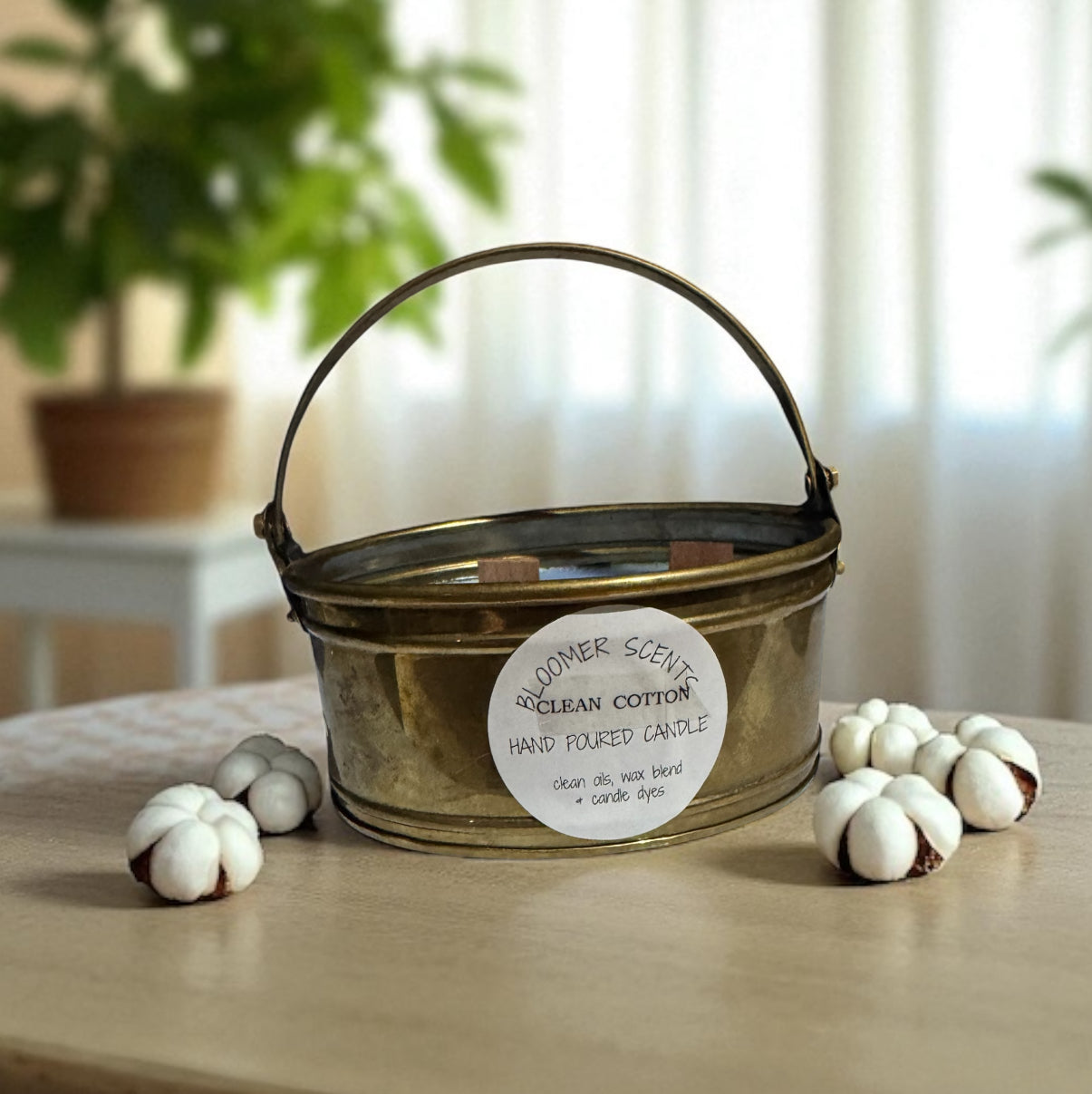 Clean Cotton 10fl oz Repurposed Vintage Brass Pot