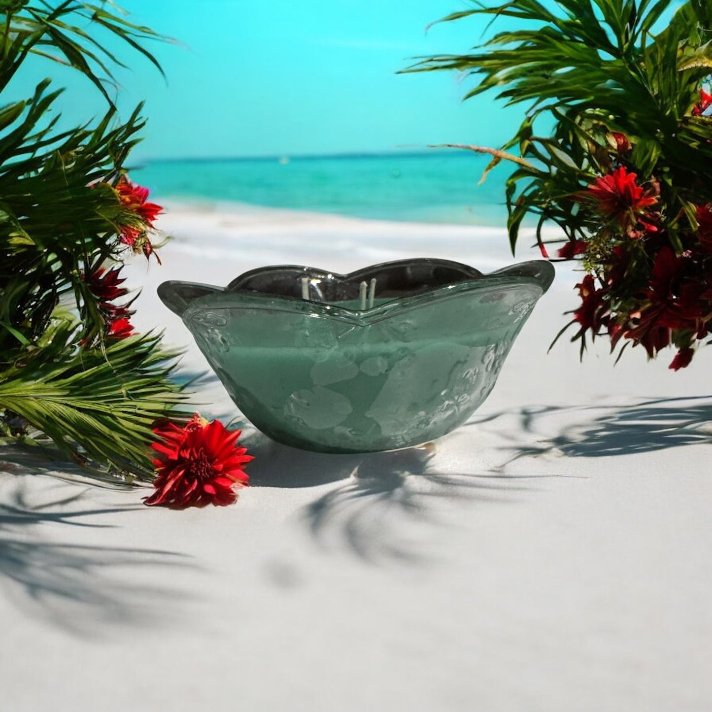 Sicilian Sea Breeze 12fl oz Repurposed Vintage Glass Dish Candle