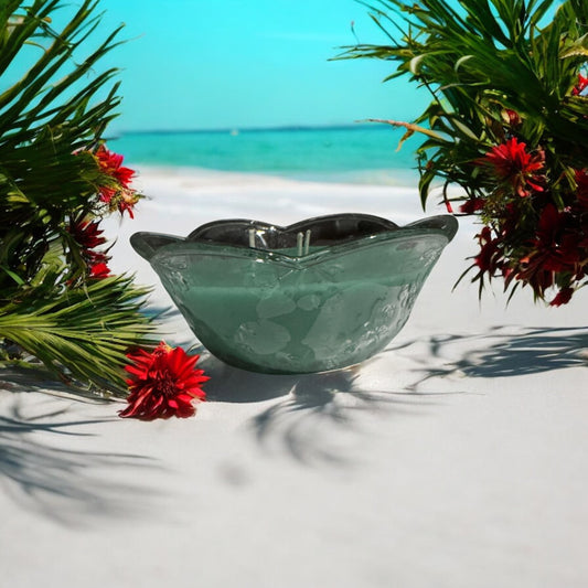 Sicilian Sea Breeze 12fl oz Repurposed Vintage Glass Dish Candle
