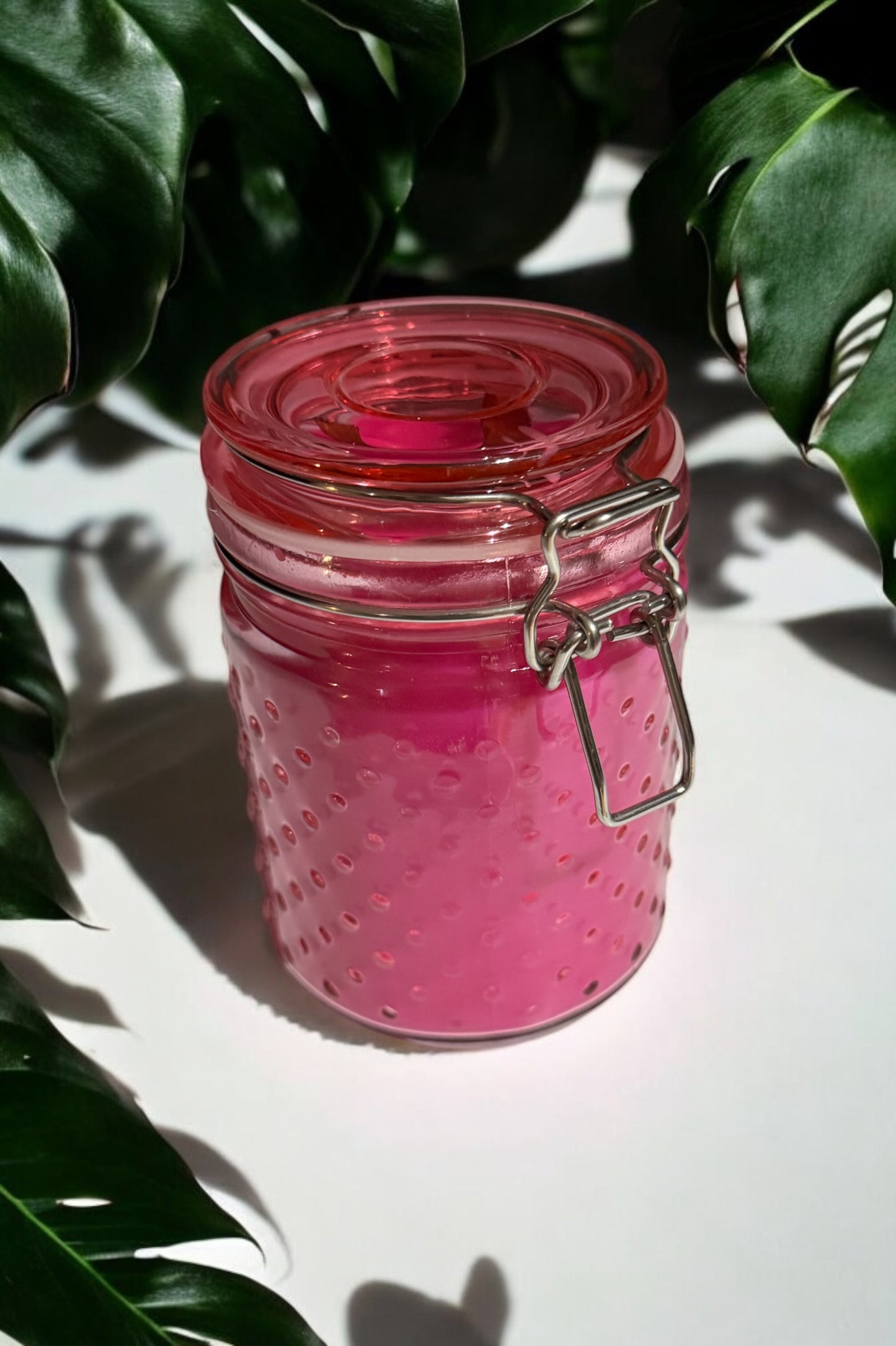Tropical Breeze Repurposed Rare Pink Canning Jar 16fl oz