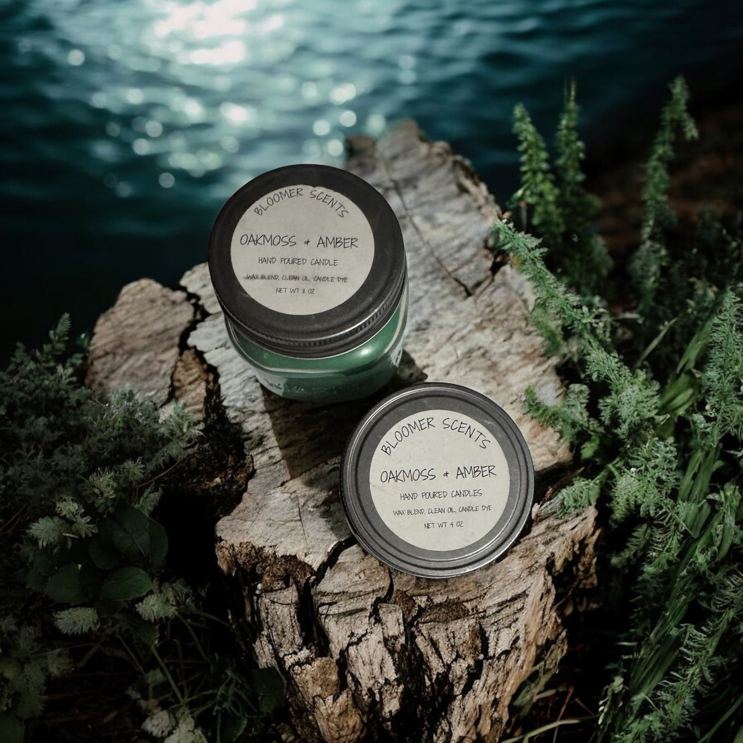 Oakmoss & Amber Candles Repurposed Mason (type) Jars 4oz & 8oz