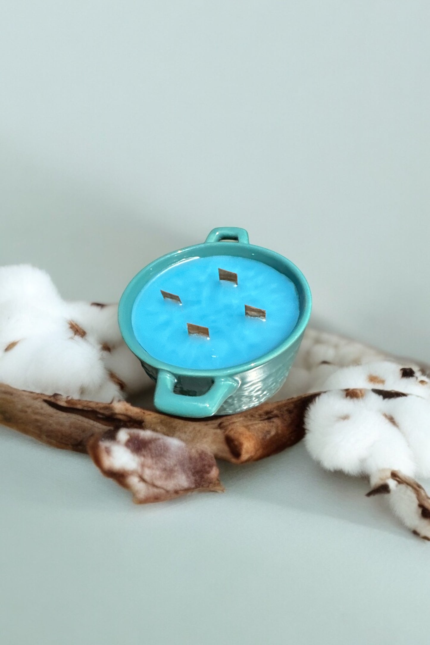 Clean Cotton Repurposed Mini Blue Crock Bowl Candle 10fl oz