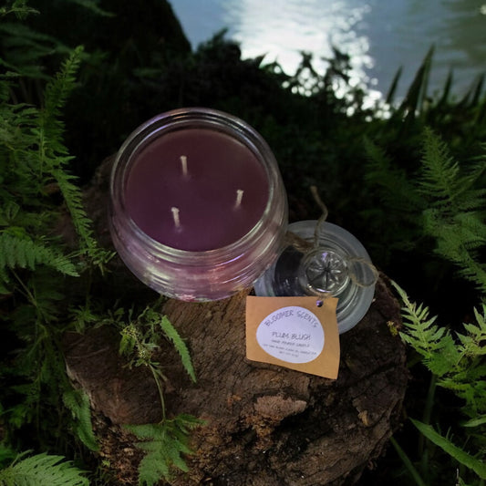 Plum Blush Repurposed Vintage Floral Jar Candle 20fl oz