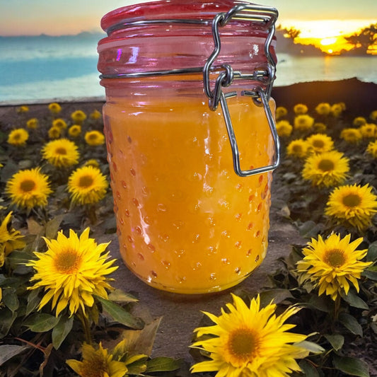 Sunshine Candle Repurposed Rare Pink Canning Jar 16fl oz