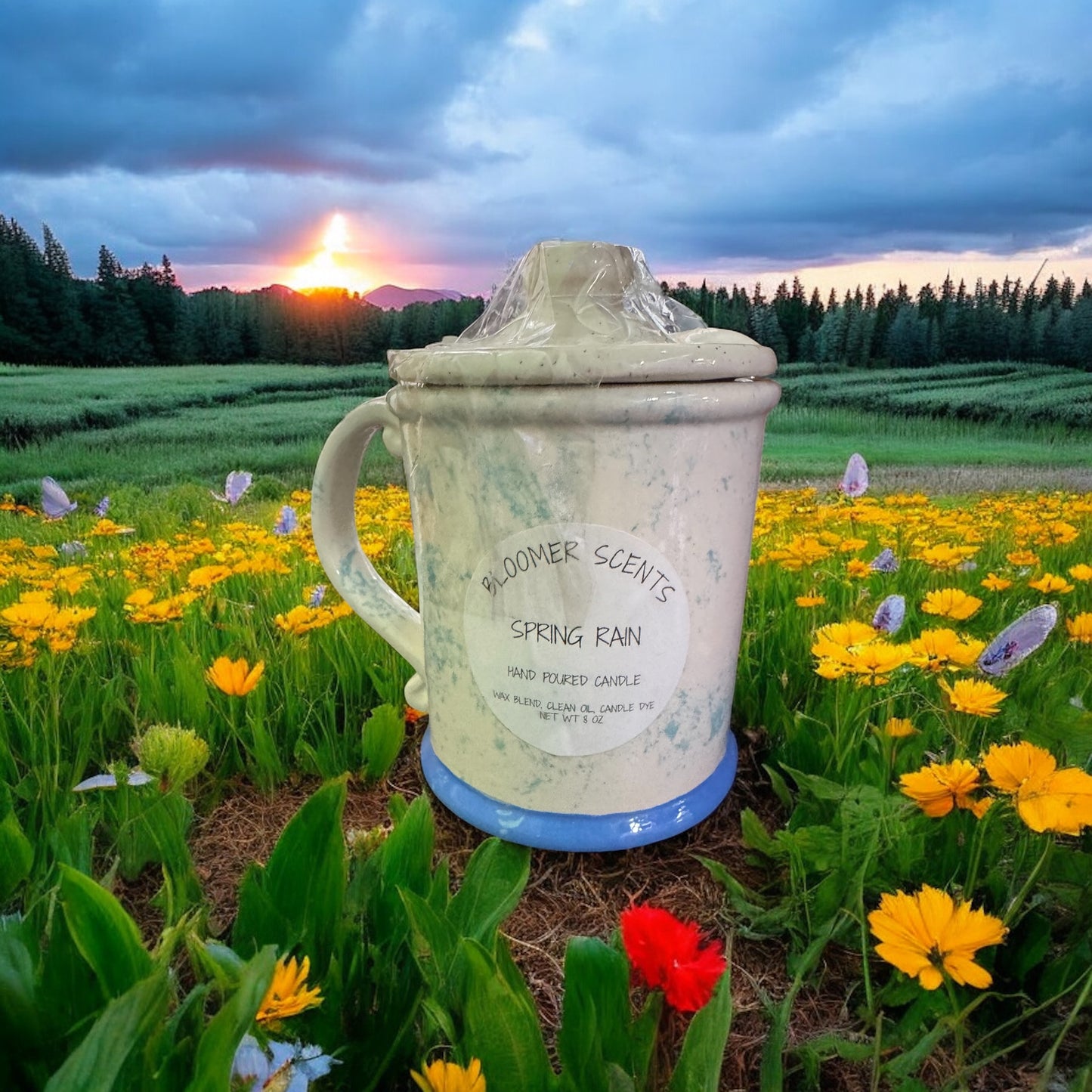 Spring Rain Repurposed Rare Vintage Jar Candle 8fl oz
