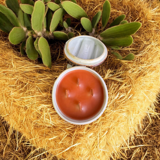 Cowboy Merlot Repurposed Vintage Crock Candle 8fl oz