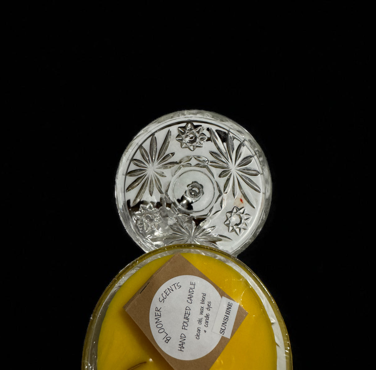 Sunshine Candle 10fl oz Repurposed Vintage Crystal Dish
