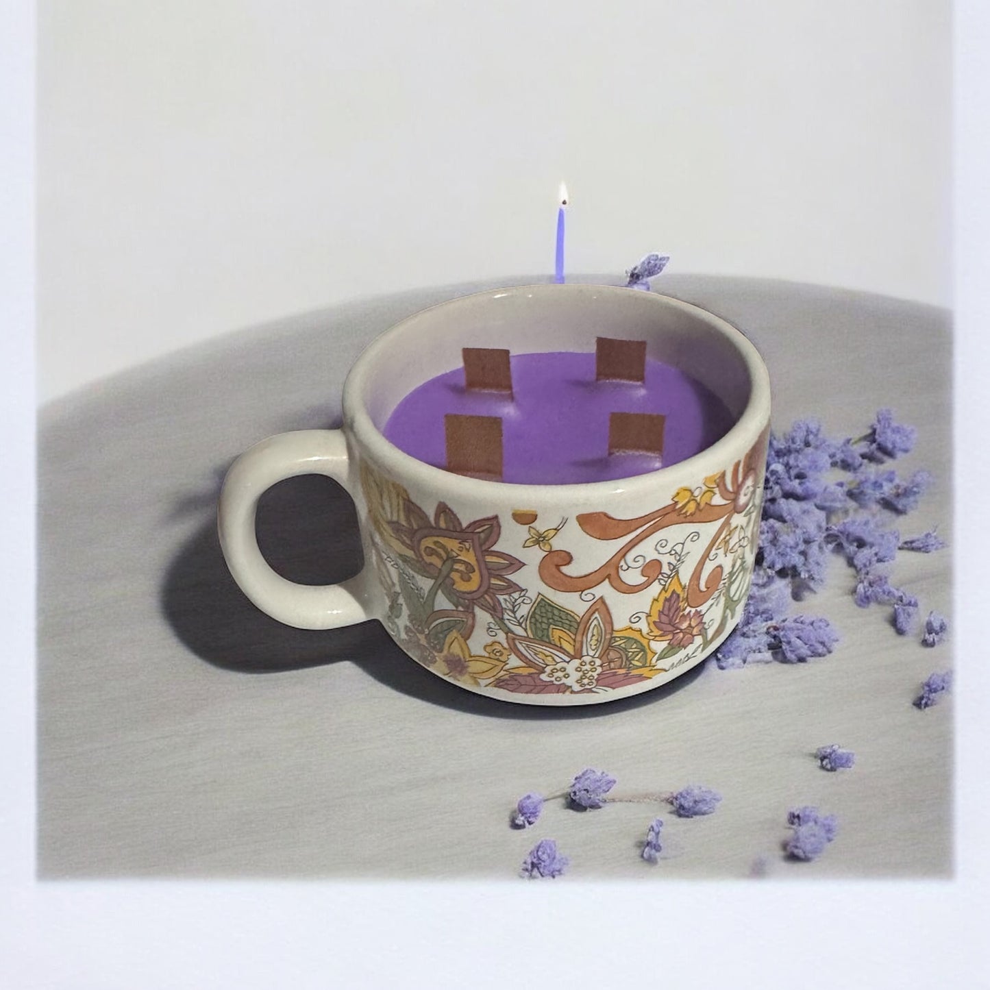 Lavender Oasis Repurposed Retro Vintage Soup Bowl Cup Candle 10fl oz