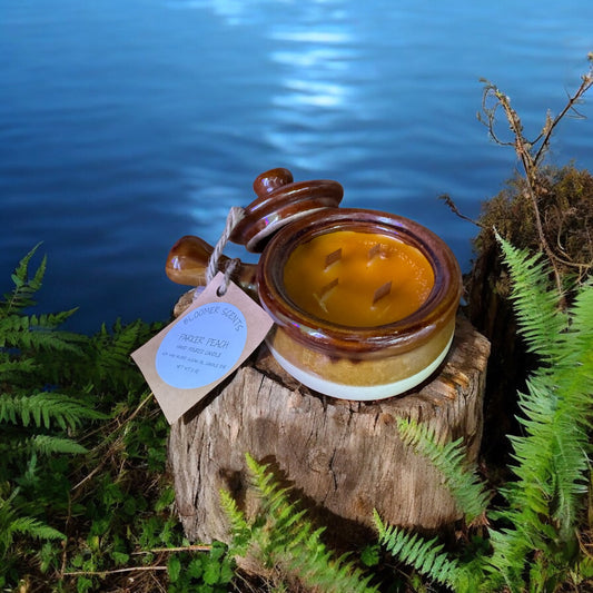 Parker Peach Repurposed Vintage Crock Bowl Candle 8fl oz