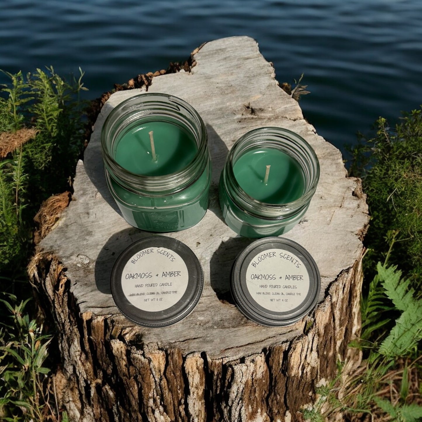 Oakmoss & Amber Candles Repurposed Mason (type) Jars 4oz & 8oz