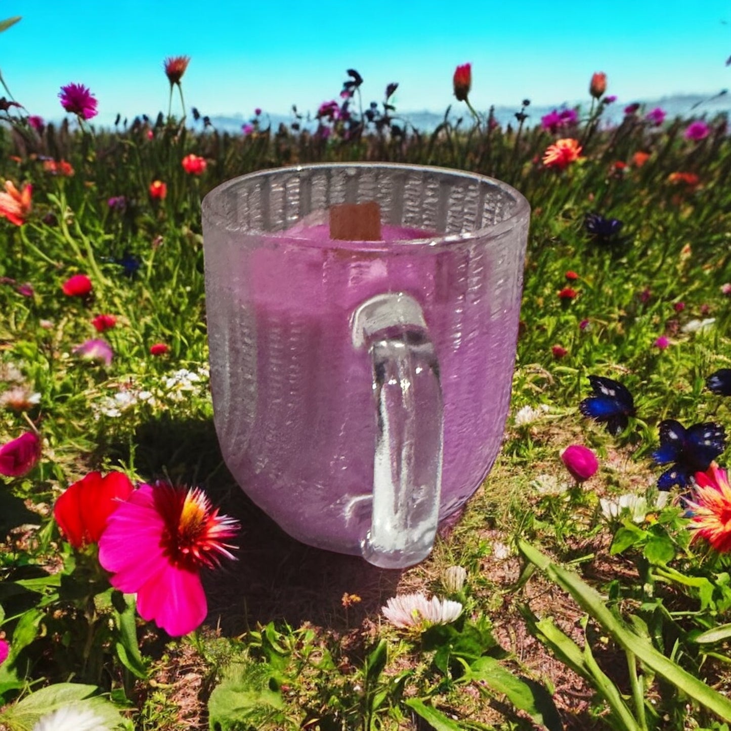 Midnight Moonflowers Repurposed Glass Cup Candle 6fl oz